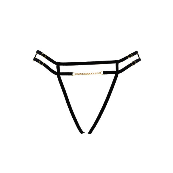 String noir avec bijou couleur aléatoire et chaîne dorée 